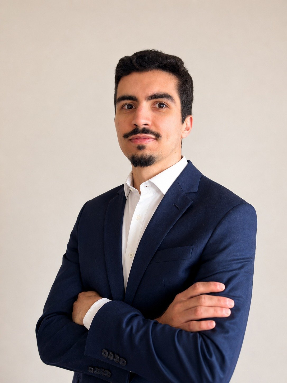 Dr. Lucas Faria, sorrindo, de braços cruzados